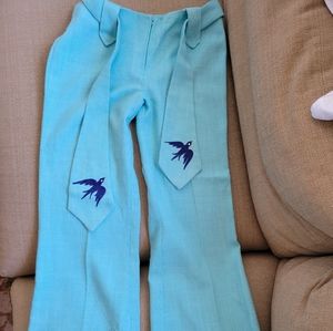 70s Low Rise Aqua Pants